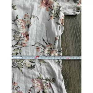Zara Woman Womens Small 100% Linen Floral Midi Dress Cottagecore Puff Sleeve thumbnail 4