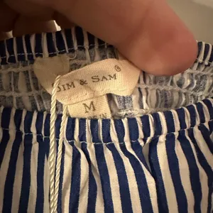 Sim & Sam‎ Navy Blue Striped Smocked Square Neck Puff Sleeve Top Blouse Preppy thumbnail 4