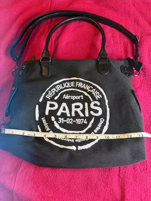 Black Canvas Tote with Dual Handles and Shoulder Strap thumbnail 7
