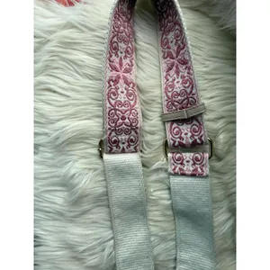 Adjustable Pink Embroidered Bag Strap with Gold Hardware thumbnail 6