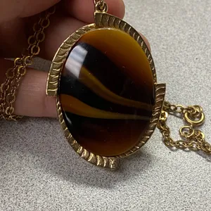 Vintage Sarah Coventry Amber Swirl Witchy Vibe Goddess Pendant Capsule Retro thumbnail 2
