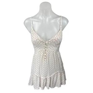 Princess Polly White Red Floral Sleeveless Ruffle Button Mini Slip Dress Size 4 thumbnail 2