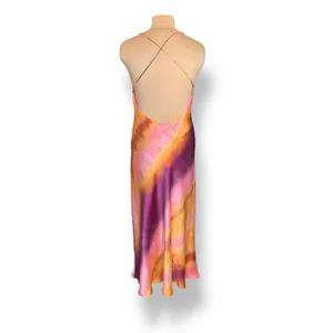 Zara XL Open Back Abstract Watercolor Maxi‎ Dress Boho Euro Summer Resort New thumbnail 6