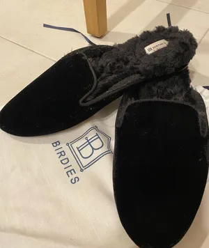 Birdies Black Faux Fur Slip-ons Slipper Flats thumbnail 1