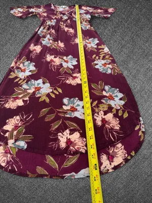 Patrons Of Peace Burgundy Floral Rayon Midi Dress Size Small thumbnail 7