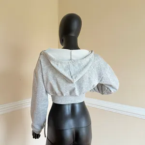Crop Top Hoodie Sweatshirt Vneck Long Sleeve Top Tee Blouse Gym Sport Top Tshirt thumbnail 6