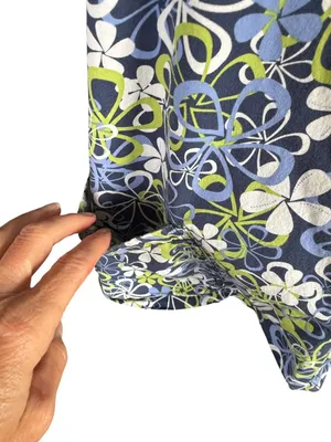 MC2 lime green and blue floral short sleeve v-neck scrub top front pockets L thumbnail 6