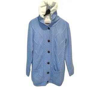 Women's Cardigan Sweater Knit Double Pocket Long Sleeve Hooded‎ Cardigan Outwear thumbnail 2