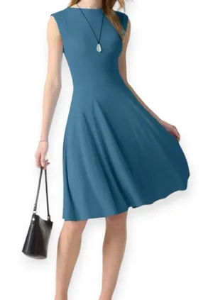 NWD OGL SkinKiss Boatneck Wide Shoulder Bra Dress Size Small Dark Marine Blue thumbnail 1