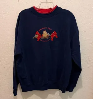 Vintage 90s Cardinals Grandma sweater embroidered birds thumbnail 1