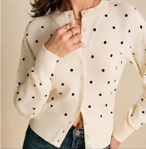 Maeve Cream Cardigan with Black Polka Dots thumbnail 3