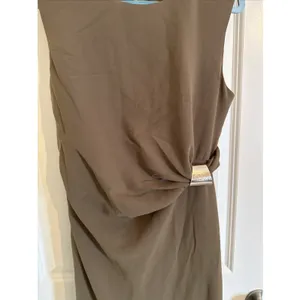 Jason Wu Brown Ruched Maxi Dress Gold Hardware Size 8 Sleeveless Fall thumbnail 2