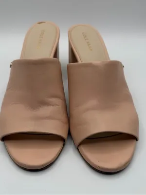 Cole Haan Leather Mules Womens 7.5B Blush Pink Block Heel Open Toe Slides thumbnail 2