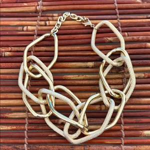 Chunky Gold Large Link Choker Necklace 14” thumbnail 3