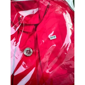 Calvin Klein Dopamine Red Single Breasted Trench Coat‎ Geometric Lining Size L thumbnail 8