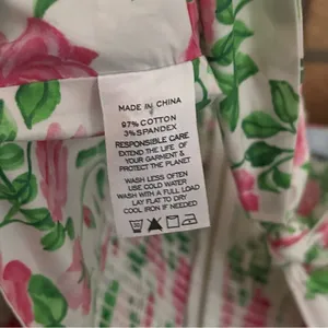 Hill House The Isabella Top Puff Sleeve Tie Front Cropped Pink Roses Size XL thumbnail 7