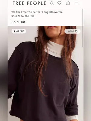 NWOT Free People We The Free The Perfect Long-Sleeve Tee - Black - medium thumbnail 7