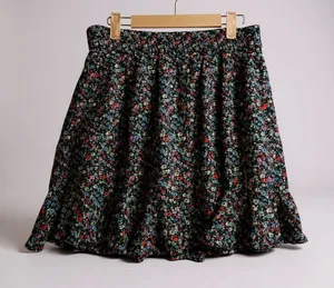 LOFT Floral Print‎ Smocked Waist Ruffle Hem Mini Skirt Women's Size M thumbnail 1