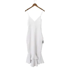 Lulus Stun Like Me White Bodycon Trumpet Hem Midi Dress size L NWT thumbnail 4