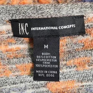 INC International Concepts Gray and Orange Aztec Vest with Fringe Size Medium thumbnail 6