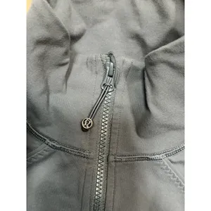 Lululemon Nice Asana Jacket Brushed Soot Light Grey Full Zip Thumbholes Size 8 thumbnail 6