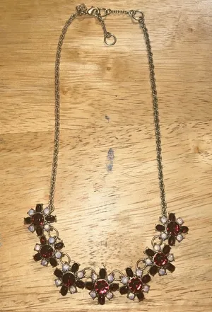 Banana Republic Red and Pink Rhinestone Necklace thumbnail 1