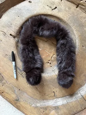 Brown rabbit fur neck warmer scarf 28 inches long warm cozy soft winter layer thumbnail 3