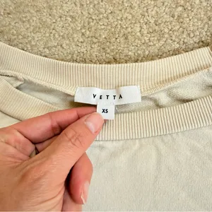 Vetta Capsule Raglan Sweatshirt Vintage Cream Stretch Cotton XS thumbnail 2