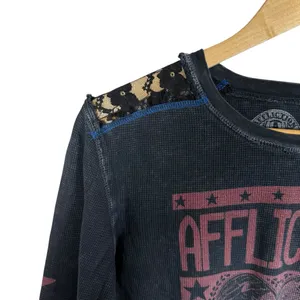 VINTAGE Y2K Affliction Breakdown American Thermal Graphic Top Grey/Blue/Red XS thumbnail 5