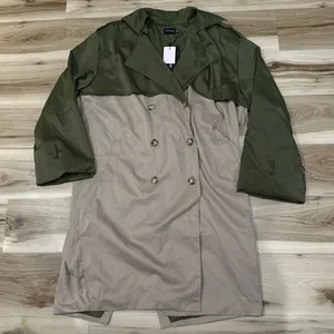 NEW Prettylittlething Khaki Contrast Oversized Midi Trench Coat Women’s 4 thumbnail 2