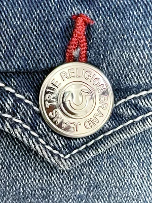 True Religion Becca Jeans Sz 31 Mid Rise Bootcut Flap Pocket Dark Wash Stretch thumbnail 10