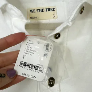 NEW Free People We The Free Keep On Ivory Cotton Slouchy Oversized Fit Polo Top thumbnail 11