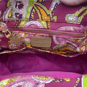 Ralph Lauren Vachetta‎ Leather Paisley Canvas Purse Handbag Round Bamboo Handle thumbnail 14