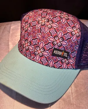 Kerrits Purple Floral Mandala Trucker Hat Mint Green Brim Mesh Snapback Cap thumbnail 1