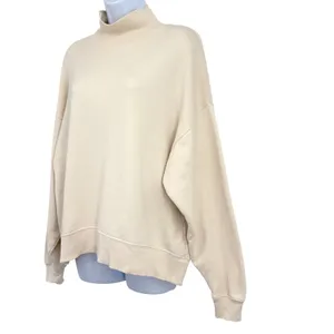 FRAME‎ Sweatshirt Womens S Cream Mock Neck Pima Cotton Oversized Distressed Vtg thumbnail 3