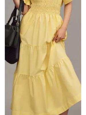 NWT by Anthropologie Somerset Maxi in Yellow Cotton Shirt Edition Dress M thumbnail 3