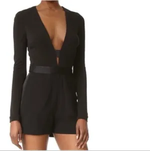 Diane von Furstenberg DVF Kyara Tuxedo Romper Black NWT Size 12 thumbnail 9