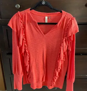 Long Sleeve Pilcro Ruffle Top thumbnail 1