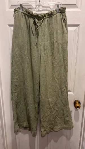 Universal Thread Sage Green Cotton Gauze Wide Leg Pants Womens Large High Rise thumbnail 1