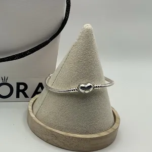 Pandora Moments Heart Clasp Snake Chain Bracelet 590719 Sterling Silver 6" thumbnail 2