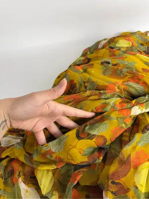Anthropologie Yellow Fruit Print Smocked Waist Tiered Dress, Size XL thumbnail 11