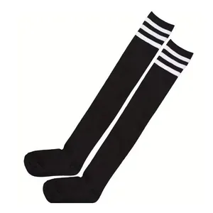 Black with White Stripes Thick Over the Knee Thigh High Socks ONE SIZE Punk NEW thumbnail 4