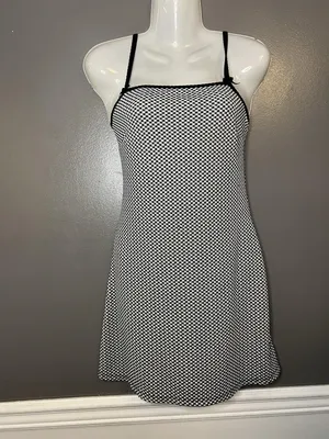 Wild Fable Dress Womens XS Black Check Slip Sundress Mini Square Neck thumbnail 2
