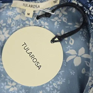 TULAROSA NWT Tanya Satin Blue Floral Cut-Out Ruffle Dress with Tie‎ front Medium thumbnail 4