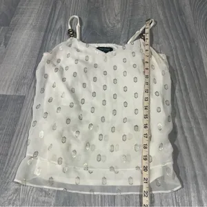 White House Black Market White Camisole with Silver Accents thumbnail 4