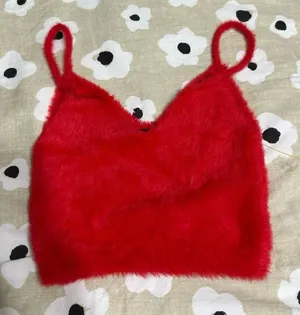 For love and lemons red fuzzy tank top set thumbnail 1