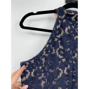 Blu Pepper Womens A-Line Flared Dress Crochet Lace Overlay Blue Medium NEW thumbnail 8