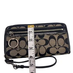 COACH Black Signature Canvas Wristlet Wallet thumbnail 11