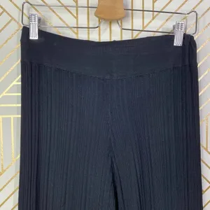 Zara‎ Pants Textured Weave with Contrasting Hem Ribbed Black Mauve Size Medium thumbnail 4