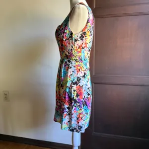 NANETTE LEPORE | Silk Psychedelic Floral Square Neck Cocktail Dress Size 2 thumbnail 11